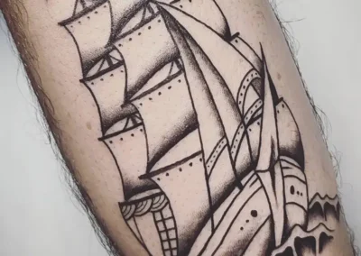 Tatouage bateau de style old school