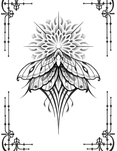 Planche de flash tattoo de A.tramentum, papillon