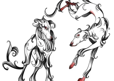 Planche de flash, tatouage lévrier